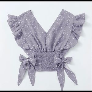 Plus polka dot ruffle trim tie side